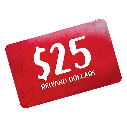 Red $25 reward card